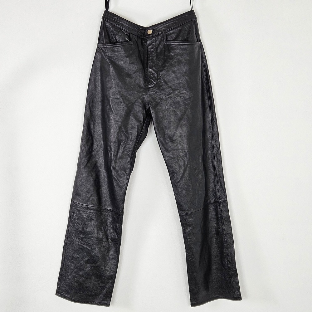Maxima Wilsons Leather Pants Women 6 Black Excellent Straight Leg High Rise Y2K